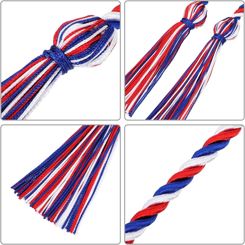 TecUnite Graduation Cords Honor 2026 Polyester Yarn Decorative Garland Twist Ties with Tassels for Bachelor Gown Graduation(Blue Red with White) - Image 3